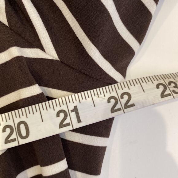 Chico’s Knit Stripe Jacket Peplum Stretch Open Drape Front 3/4 Sleeves EUC Sz 16 - Picture 9 of 13